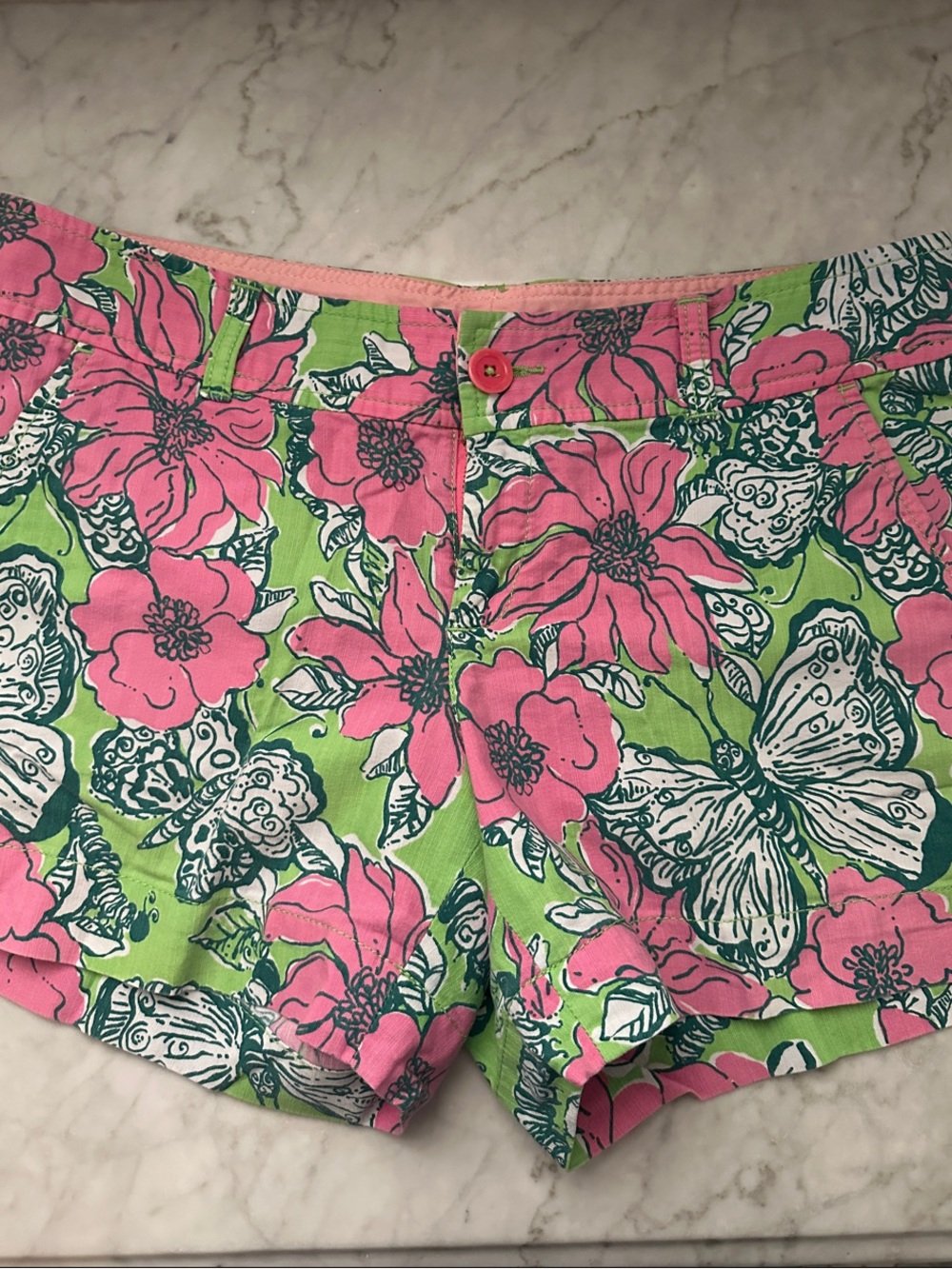 Lily Pulitzer Women’s Pink & Green Floral Cotton Shorts